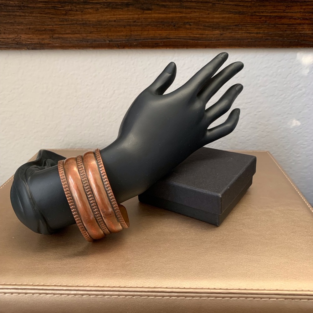 VTG Bracelet Cuff Native American Southwestern Jewelry Etched Copper 58g